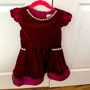 Red wine dress with pearls